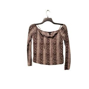 Rue 21 Womens Gray White Off The Shoulder Lace Up Front Blouse Top Size XL